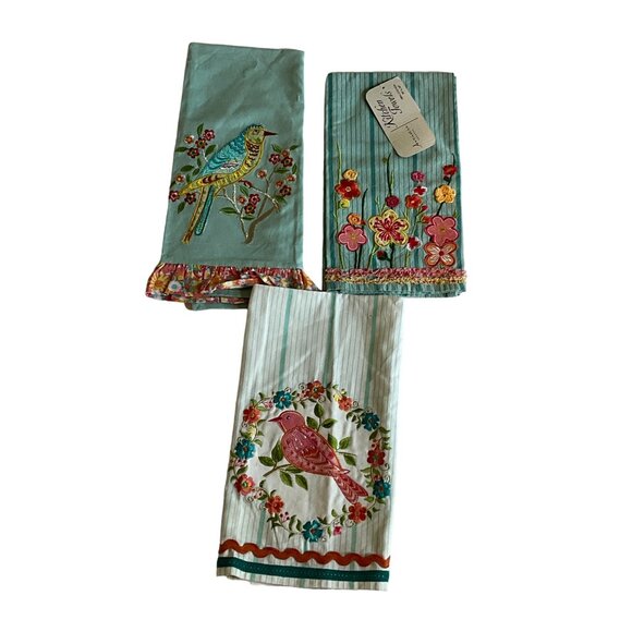 Kitchen Tea Towels Set of 3 Designs Approximately 20x28 Teal, Pinks - Picture 2 of 9